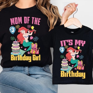 Disney Ariel Birthday Family T-shirt, Birthday Girl Shirt, Birthday Family Shirts, Birthday Party Shirt, Disney Little Mermaid Birthday Tee