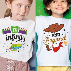 two young girls wearing matching t - shirts and shorts