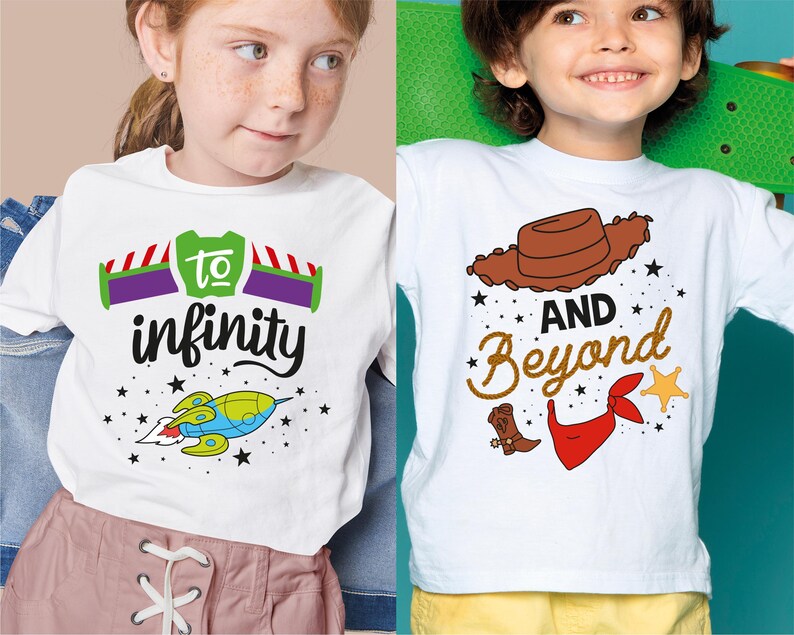 two young girls wearing matching t - shirts and shorts