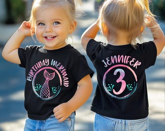 Meerjungfrau-Geburtstags-Party-Shirt, Prinzessin Ariel Shirt, die kleine Meerjungfrau-Shirt, Geburtstags-Mädchen-T-shirt, Meerjungfrau-Geburtstags-Mädchen-Shirt