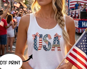Faux Patchwork USA Tee, 250th Anniversary Tops, Fourth of July Tank Top, USA Tops, Independence Day Women Tank Top, FAUX Patchwork Shirt