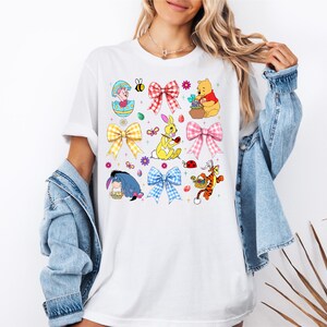 Winnie The Pooh Coquette Bow Easter Shirt, Disney Happy Easter Shirt, Coquette Easter Day Shirt, Easter Vacation Shirt, Easter Matching Tee