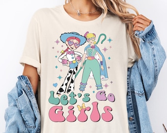 Disney Toy Story Let's Go flick-t-shirt, Disney flickresetröja, matchande bästa vänner-tröja, bästis-tröja, Jessie och Bo Beep-tröja
