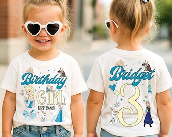 Koszulka urodzinowa dla dziewczynki z motywem Krainy Lodu, koszulka urodzinowa Elsy, koszulka urodzinowa Disneya, koszulka na przyjęcie urodzinowe, koszulka z wycieczką urodzinową, koszulka urodzinowa Elsy