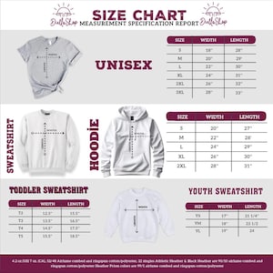 the size chart for a hoodie sweatshirt