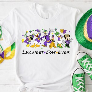 Disney Luckiest Day Ever Shirt, Mickey Friends Luckiest Day Ever Mardi Gras Shirt, Mardi Gras Carnival Shirt, Disney World Mardi Gras Shirt