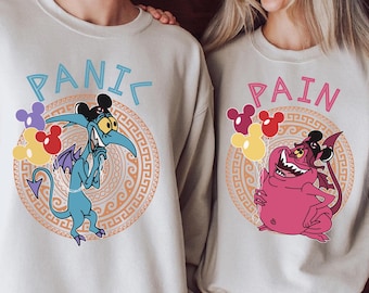 Maglietta coordinata Disney Hercules Pain And Panic, maglietta Disney Hercules, maglietta coppia Hercules, maglietta luna di miele, viaggio in famiglia a Disneyland
