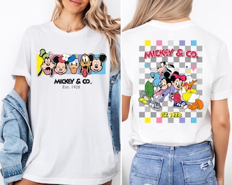 Retro Mickey And Co Est. 1928 T-shirt, Checkered Mickey Shirt, Retro Mickey Shirt, Disney Family Vacation Shirt, Mickey And Friends Shirt