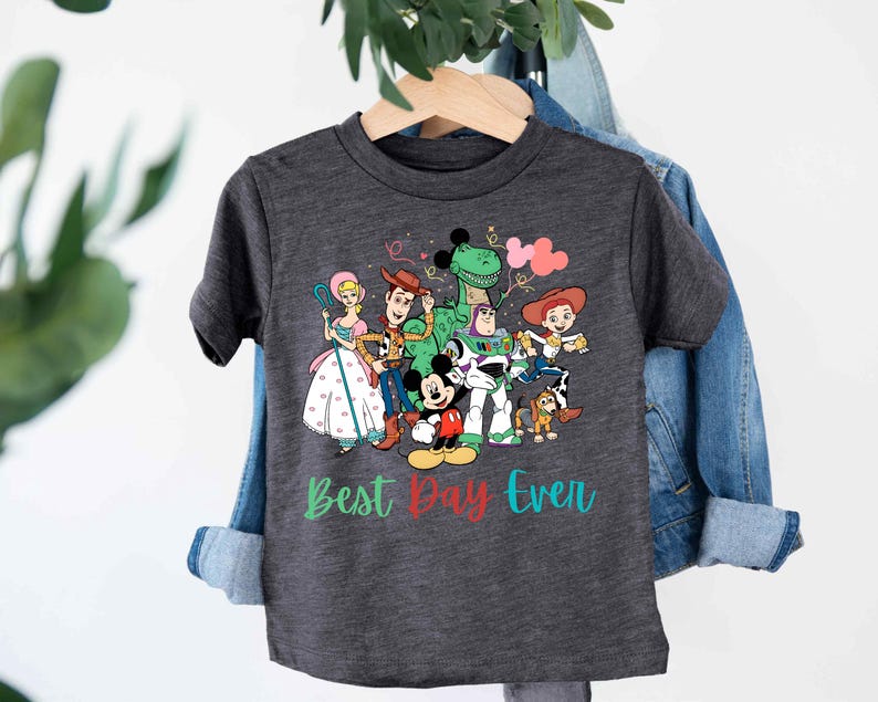 a t - shirt that says best day ever with cartoon characters on it