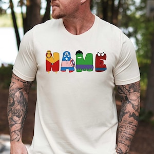 Personalized Superhero Name T-shirt, Avengers Party Sweatshirt, Disney Name Shirt, Custom Boy Tee, Custom Girl Tee, Superhero Birthday Shirt