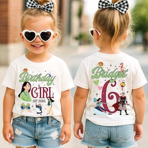 Disney Princess Mulan Birthday Shirt, Custom Personalized Birthday Tee, Disney Birthday Girl Tee, Birthday Party Shirt, Birthday Mulan Shirt
