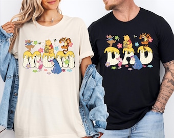Disney Winnie The Pooh Dad And Mom T-Shirt, Disney Mom Dad Shirt, Disney Mama Shirt, Disney Family Matching Shirt, Disney Dad Shirt