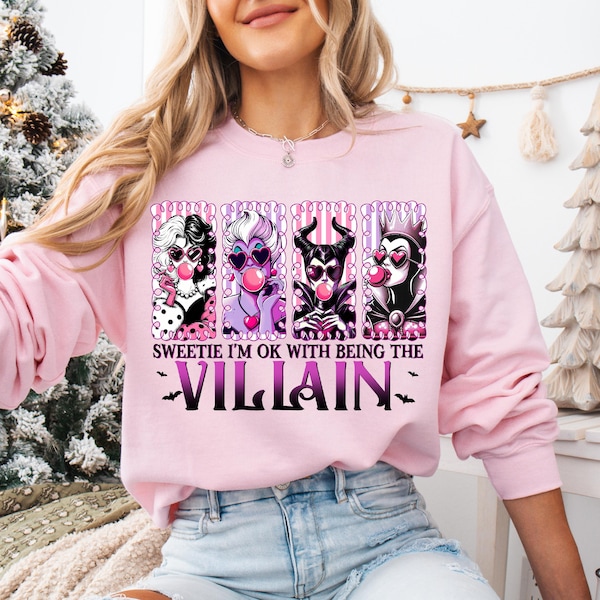 Camiseta de villano de Disney, camiseta "Cariño, me siento bien siendo villano", sudadera con capucha de villanos de Bad Witches, sudadera de chicle para niñas de Villains