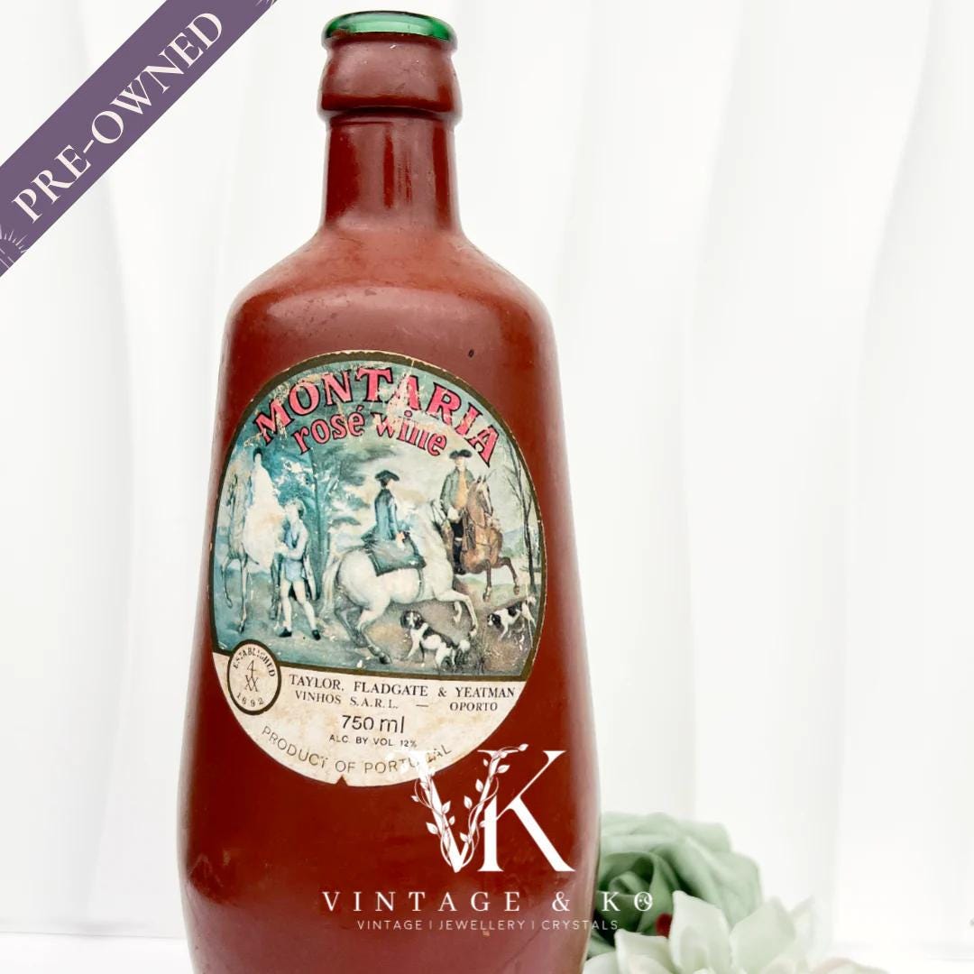 ヴィンテージガラス製モンタリアロゼワインボトル - Etsy 日本