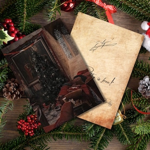 Gezellige HP-kerstkaart, Dobby png, Potterhead-kerstcadeau, cadeau-idee HP fan, Harry Potter-kerstdecor, dobby is gratis afdrukbaar