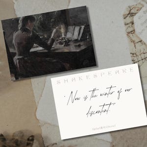 Doppelseitige klassische Literatur Karte mit Shakespeare Zitat von Richard III - Einzigartiges Geschenk für Liebhaber klassischer Literatur