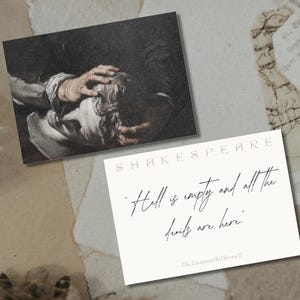 Klassische Literatur Karte mit Shakespeare Zitat von Tempest ""Hell is leere...""– ein einzigartiges Geschenk für Liebhaber klassischer Literatur."