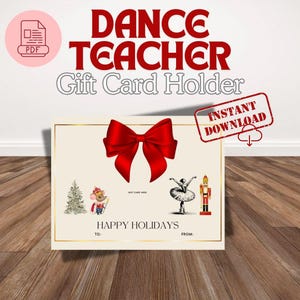Porta-cartão-presente para professor de dança O Quebra-Nozes | Imprimível | Natal | Presente de Natal