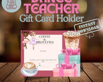 Tanzlehrer-Geschenk-Kartenhalter | Kaffee Design (Digitaler Download)