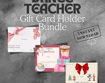 Tanzlehrer Geschenkkartenhalter Bundle | Urlaub zum Ausdrucken (Digitaler Download)