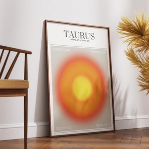 Taurus Print - Elegant Zodiac Wall Decor | Vibrant Gradient Art for Your Home | Taurus Art Print | Unique Gift for Astrology Lovers