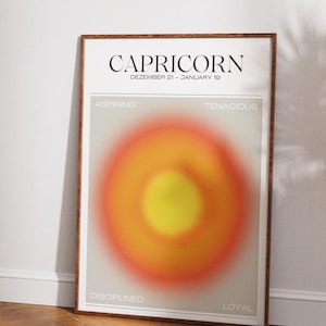 Capricorn Poster – Zodiac Sign Capricorn | Art Print | Astrological Wall Art | Esoteric | Gradient Wall Art | Aura Zodiac Print