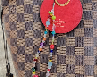 Colorful Gemstone Keychain,Natural Stone Bag Charm,Handmade Beaded Purse Accessory,Handbag Charm Gift for Her,Crystal Keyring Gift Idea
