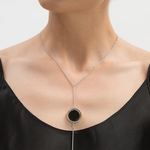 Silver Y Necklace Long Pendant Necklace for Women, Bauhaus Art Deco Minimalist Jewelry, Y2K Statement Necklace, Gift for Women Birthday Gift