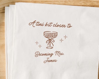 Personalized Espresso Martini Bridal Shower Napkins Pack: Custom Bachelorette Party Decor - Love Is Brewing, A Tini Bit Closer