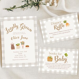 Locally Grown Customizable Baby Shower Invitation, Farmers Market Baby Shower Theme, Printable Shower Invite Template, Baby Shower Decor