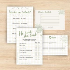 Lot de jeux de douche nuptiale Farmers Market, Thème fraîchement sorti du marché, Jeux à imprimer, Cartes de recettes, Conseils pour la mariée, Personnalisable