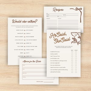 Tini Bit Näher Brautdusche Spiel-Bundle, Espresso Martini-Thema, druckbare Spiele, Rezeptkarten, Ratschläge für die Braut, Liebe braut