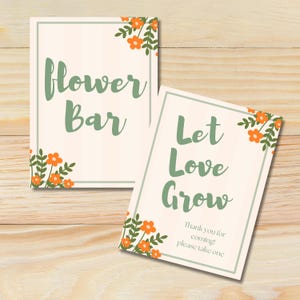 Flower Bar Sign Bundle, Fresh Off The Farmers Market Bridal Shower, Flower Bouquet Activity, Printable Decor, Bridal Shower Favors Sign