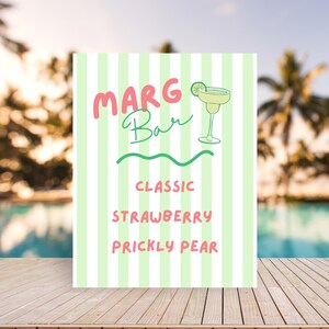 Customizable Bar Sign Template, Printable Margarita Sign, Bachelorette Party Decor, Custom Signature Cocktail Menu, Margs and Matrimony