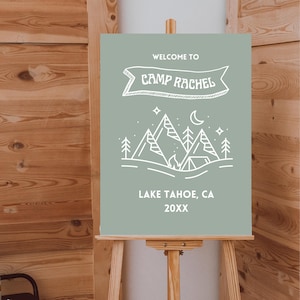 Camp Bachelorette Customizable Welcome Sign Template, Camping Bachelorette, Personalized Bachelorette Decor, Outdoorsy Bach Party, Printable