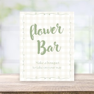 Flower Bar Sign, Farmers Market Bridal Shower Sign, Flower Market Theme, Flower Bouquet Making Activity, Printable Shower Decor, Shower Idea