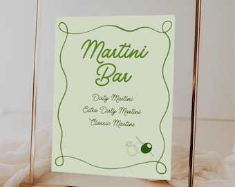 Letrero personalizable para bar de Martini: Decoración para despedida de soltera (Descarga digital imprimible)