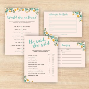 Braut Brunch-Dusche-Spiel-Bundle, Brunch-Thema, druckbare Duschspiele, Dusche Rezeptkarten, Ratschläge für die Braut, anpassbare Vorlagen
