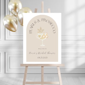 Pearls and Prosecco Bridal Shower Welcome Sign, Printable Bridal Shower Sign, Customizable Bridal Shower Decor, Bridal Shower Decorations
