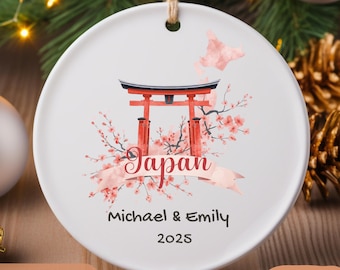 Japan Christmas Ornament: Watercolor Fuji Travel Keepsake