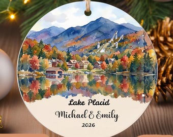 Lake Placid Christmas Ornament | Personalized Adirondack Mountains Gift | Custom Name Ornament | New York Souvenir 2026