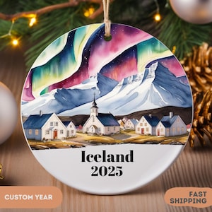 Iceland Northern Lights Ornament - Travel Keepsake Custom Vacation Memory Iceland Christmas Ornament Aurora Borealis Travel