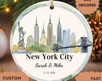 New York City Christmas Ornament | Personalized NYC Skyline Statue of Liberty Gift | Custom Name Ornament | NYC 2026