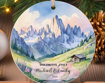 Personalized Dolomites Christmas Ornament: Italy Alps Travel Keepsake
