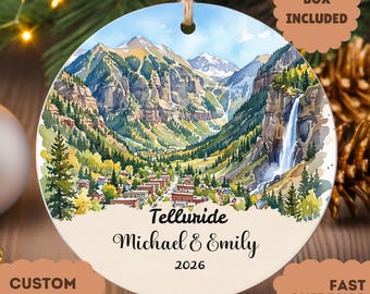Telluride Colorado Christmas Ornament | Personalized Mountain Waterfall Gift | Custom Name Ornament | Colorado Souvenir 2026