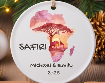 Personalized Africa Safari Ornament: Watercolor Travel Keepsake