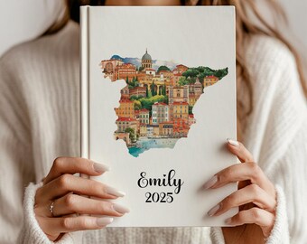 Personalized Spain Map Journal • Custom Name Notebook