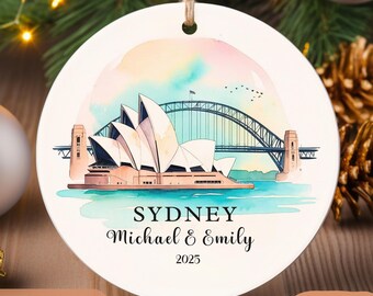 Personalized Sydney Christmas Ornament: Opera House & Harbour Bridge Keepsake