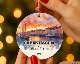Copenhagen Ornament 2025 | Personalized Travel Keepsake | Denmark Christmas Ornament | Custom European City Souvenir Gift
