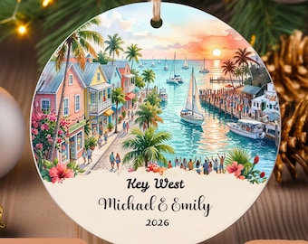 Key West Christmas Ornament | Personalized Florida Keys Tropical Gift | Custom Name Ornament | Key West Souvenir 2026